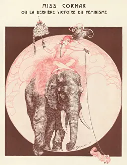 Vintage Circus Image Drucke: Circus Elephant / Trainer
