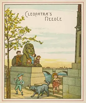 Victorian Family Scene Drucke: Cleopatra Needle / 1883