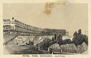 Drucke von Zeige das Königliche York Crescent, Clifton mit großen Herrenhäusern über Blick auf einen privaten geschlossenen Garten für Bewohner Clifton Drucke: Klifton, Bristol C 1850