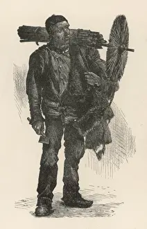 Chimney Sweep Illustration Drucke: Climbing Chimney Sweep
