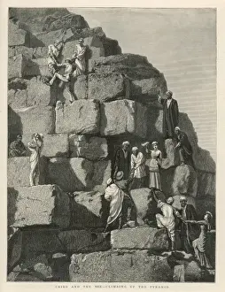 Drucke von Der Aufstieg zur Pyramide, in Kairo Ägyptische Pyramiden Und Gräber Drucke: Die Besteigung der Pyramiden