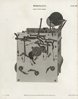 Clockwork Mechanism Drucke: Clock with chimes