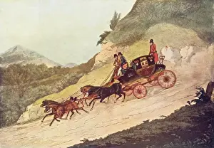 Horse And Carriage Transport Drucke: Coach Going down Hill