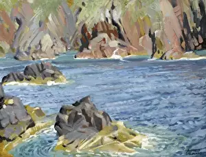 Raymond Sheppard Art Drucke: Coastal landscape with cliffs and rocks