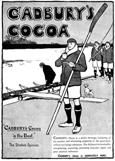 Black And White Advertising Art Drucke: Cocoa Advert / Rowing / B / W