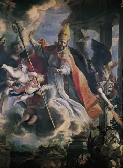 Early Modern Era Paintings Drucke: COELLO, Claudio. Triumph of St. Augustine
