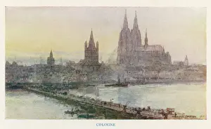 Drucke von Die Stadt am Rhein Köln (Koln) Drucke: Köln und Rhein
