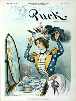 Early 20th Century Cartoons Drucke: Columbias Easter bonnet