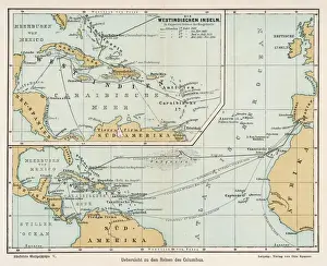 Christopher Columbus Map Drucke: Columbus / Voyage Map