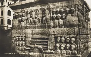 Constantinople History Drucke: The Column of Theodosius - Constantinople