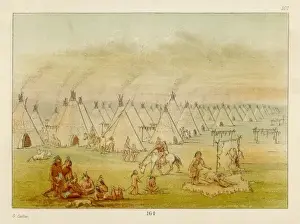 Drucke von Allgemeiner Blick auf ein Comanchevillage George Catlin Drucke: Comanchevillage/ Katlin