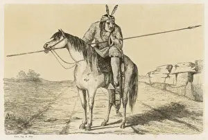Vintage Native American Art Drucke: Comanche Warrior