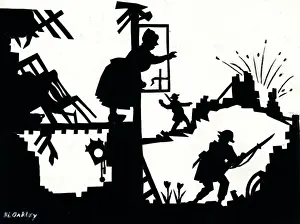 Great War Cartoons Online Drucke: Comic wartime scene on the Western Front