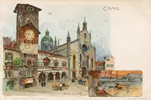 Clock Tower Italy Drucke: Como, Italy