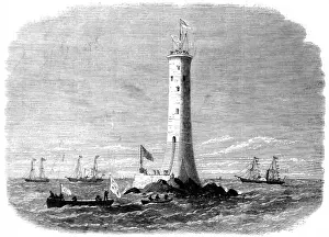 Historical Lighthouses UK Drucke: The Completion of Wolf Rock Lighthouse, 1869
