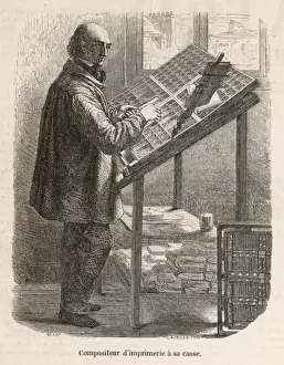 Vintage Printing Equipment Drucke: Compositor at Work