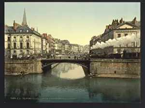 Nostalgic French Landscapes Drucke: Confluence of Edre (i. e. Erdre) and Loire, Nantes, France