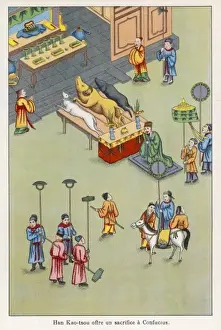 Historical Chinese Artwork Drucke: Confucius Honoured