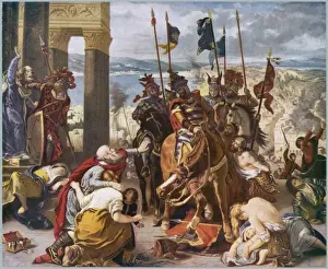 Drucke von VIERTER KREUZFAHRT : Die Kreuzfahrer unter Baudouin nehmen Konstantinopel Belagerung Und Fall Von Konstantinopel Drucke: Konstantinopel erobert