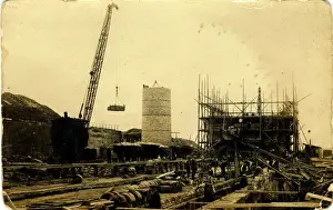 Drucke von Bau am Colnness Ziegelwerk in Newmains bei Wishaw nahe Glasgow im Landkreis Lanarkshire Schottland. Zeigt einen Eisenbahnwagen der Firma Coltness Stahlwerke. Datum: Anfang des Jahrzehnts 1910 Glasgow Drucke: Bau am Coltness Ziegelwerk in Newmains bei Wishaw, Schottland