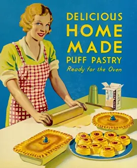 Vintage Cooking Techniques Drucke: Cooking Puff Pastry