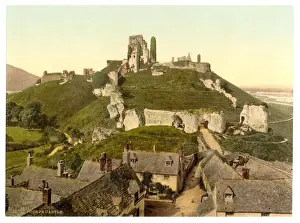 Corfe Castle Drucke: Corfe Castle, Corfe, England