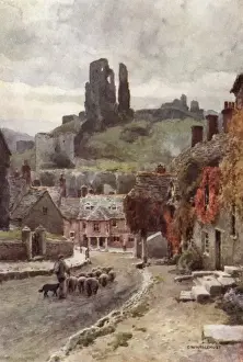 Old English Castles Drucke: Corfe Castle Dorset