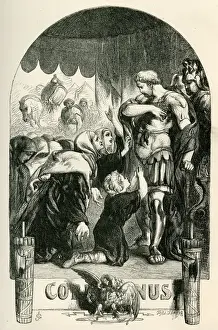 Drucke von Korinnaus - Titelblatt mit Volumnia, Virgila und junger Marcius. 1862 John Gilbert Drucke: Korolenus - Titelseite