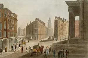 Drucke von Kornhüll, Lombards Straße und das Portikus der Mansion House Datum: um 1810 Stadt London Drucke: Kornhüll Straße / Lombardeistraße