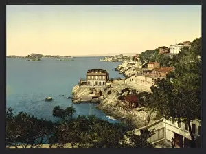 Vintage Postcard Style Prints Online Drucke: Corniche Road, from the Roubion Restaurant, Marseilles, Fran