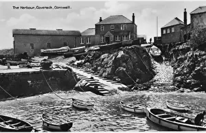 Rowing Boats In Harbour Drucke: Cornwall scene - Coverack