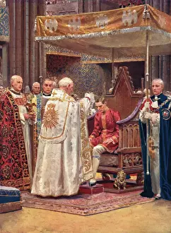 King George VI Coronation Day Drucke: Coronation 1937 - The Anointing