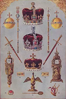 Drucke von Ein Auszug aus der Krönungsinsignien von Großbritannien - verschiedene Stücke, die während der Krönungszeremonien britischer Könige und Königinnen verwendet werden. 1 Verwandte Bilder Drucke: Die britische Krönungsregalia: 1