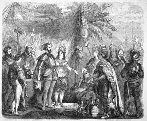 Drucke von Kordes begleitet von seinem Dolmetscher Doña Marina die mexikanische Botschaft Aztekenreich Drucke: Kordes und Marina 1519