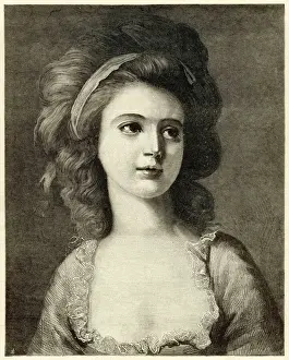 Drucke von Gravur nach einem Porträt der Gräfin Potocka von Angelica Kauffmann im The Illustrated London News. CLAUDINE POTOCKA (geb) Schweiz Drucke: Grafine von Potoczka
