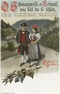 German Traditional Costume Drucke: A couple in the Black Forest