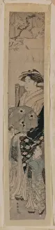 Japanese Prints Drucke: Courtesan beneath cherry blossoms