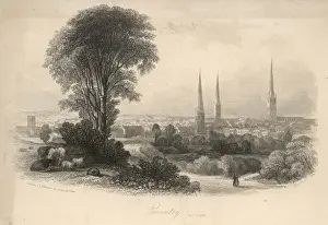 Warwickshire Drucke: Allgemeiner Blick auf Coventry