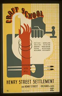 WPA Federal Art Project Drucke: Craft school Pottery, modeling, weaving, painting, drawing