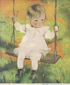Historical Garden Scene Drucke: Crocus Time by Muriel Dawson