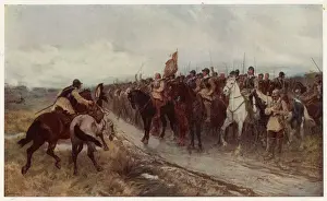 Drucke von Kromwell bereitet sich auf den Kampf gegen die Schotten in Dunbar vor Schlacht Drucke: Oliver Cromwell bei Dunbar