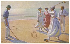 Gerahmter Druck : Kegeln am Strand Gerahmter Druck : Kegeln am Strand