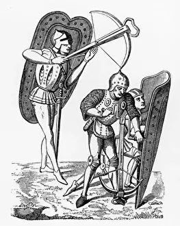 Historical Military Art Prints Drucke: Crossbows and Shields