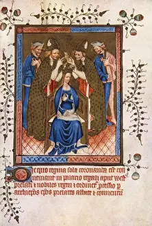 Medieval Illustration Art Drucke: The Crowning of a Queen