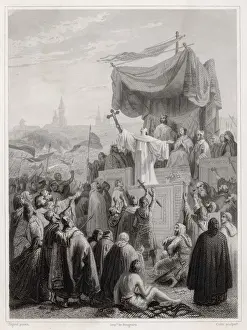 French Historical Landmarks Drucke: Crusade / Bernard Preaches