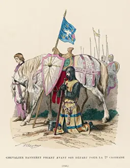 Christian Iconography Prints Drucke: Crusader Praying