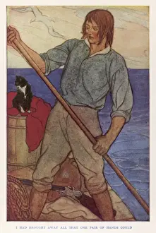 Robinson Crusoe Artwork Drucke: Crusoe Rows to Wreck