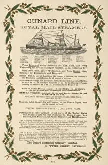 Vintage Transport History Drucke: Cunard Timetable 1883