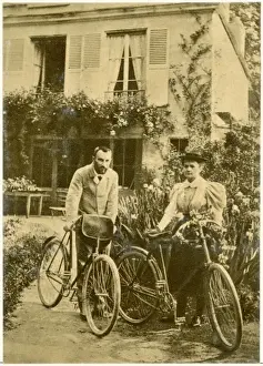 Marie Curie Drucke: Curies auf Fahrrädern