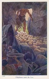 Ancient Greek History Images Drucke: Cyclops Enters his Cave